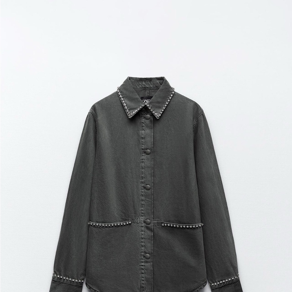 Studded Gray Button-Up Jacket